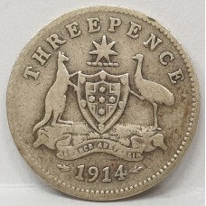 AUSTRALIA 1914 . THREEPENCE . aFINE